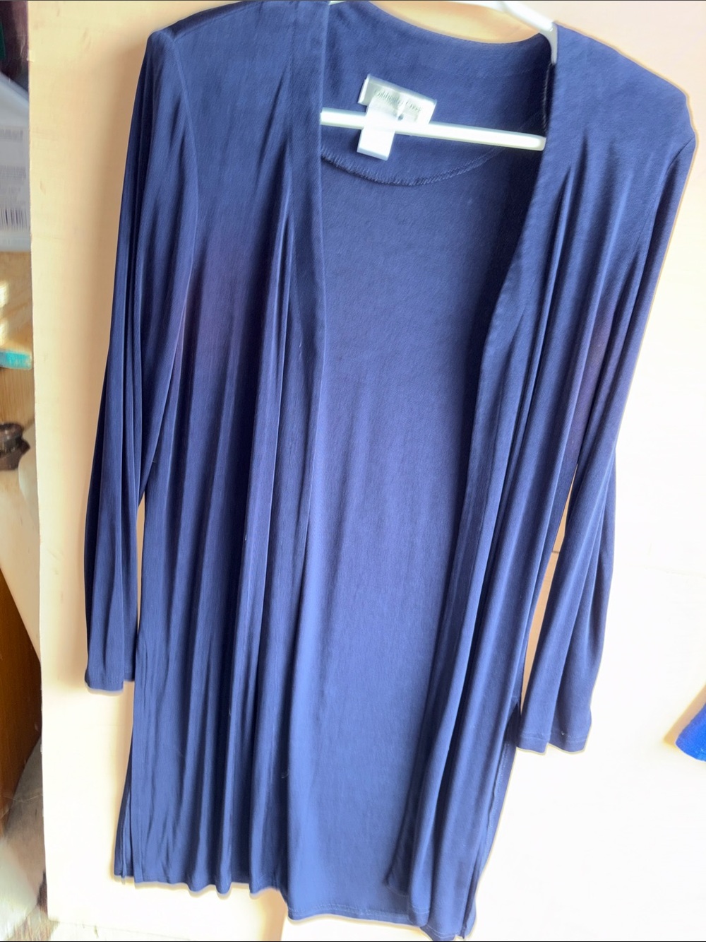 Women’s Open-Front Navy Long Jacket